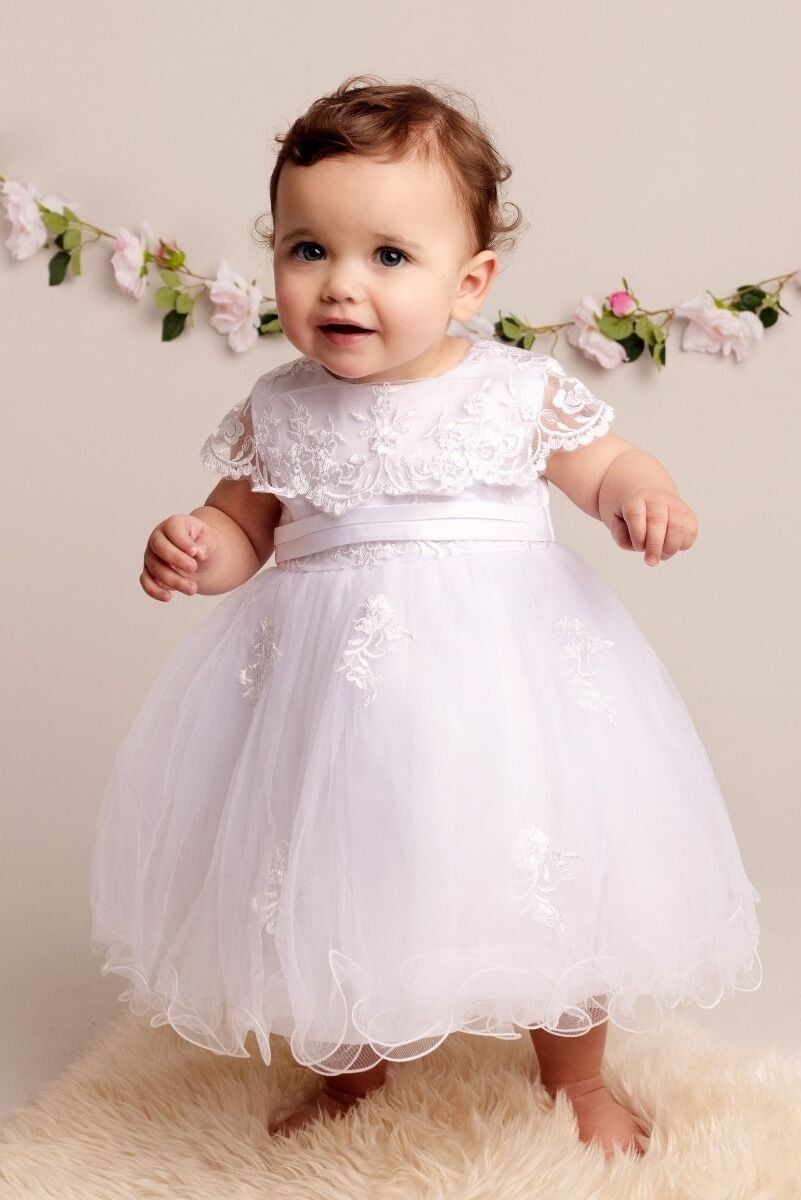 Baby Girls Christening Lace Cape Dress - FAY