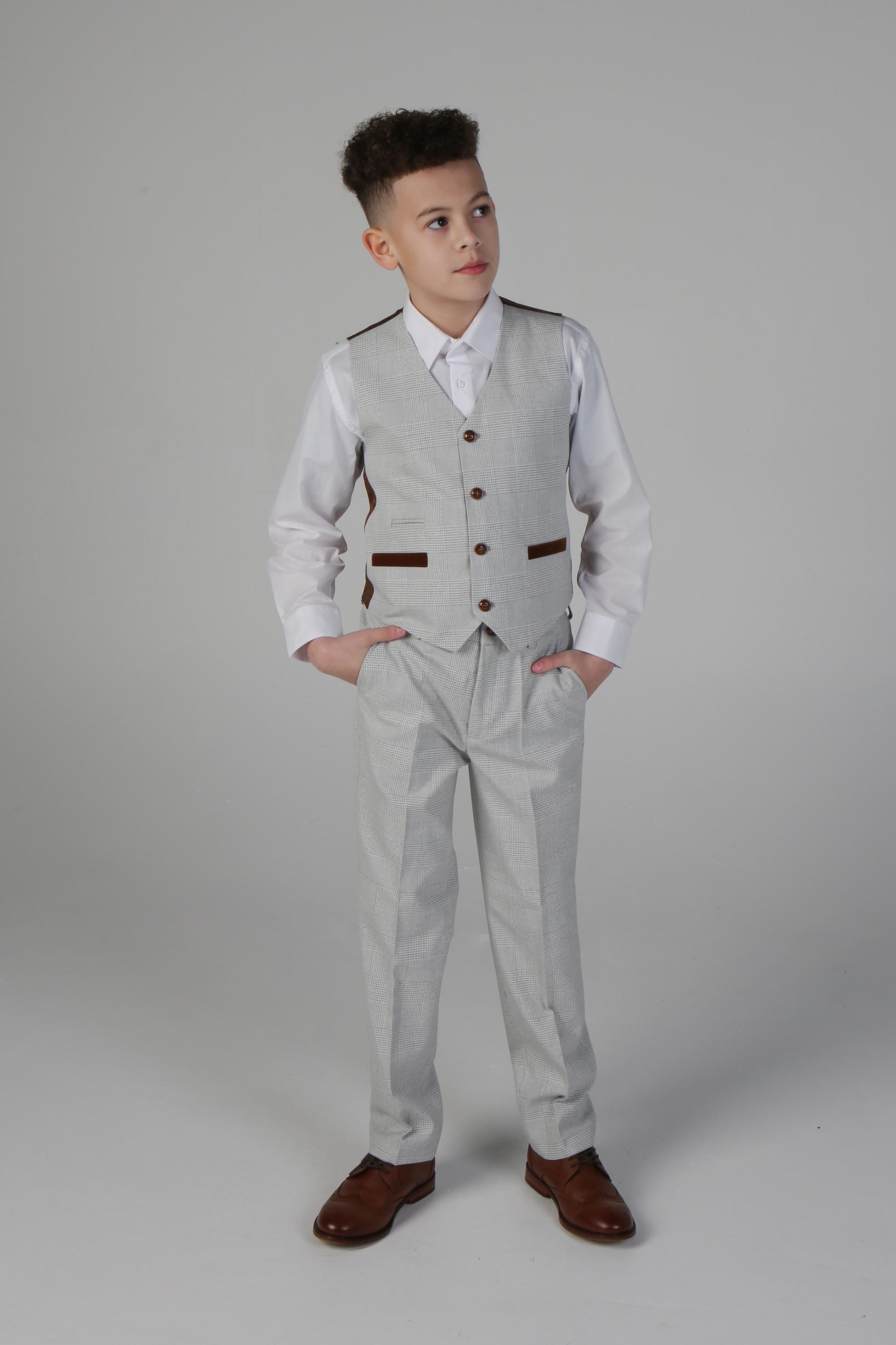 Boys Tailored Fit Tweed Check Suit - MARK