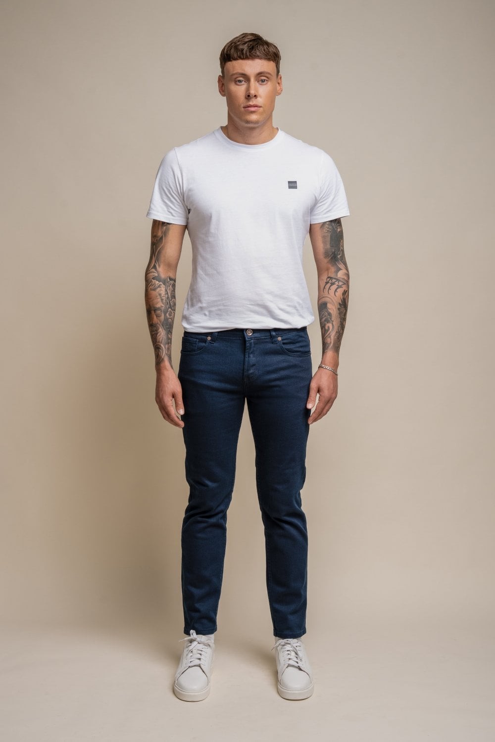 Herren Baumwolle Slim-Fit Stretch Denim Jeans - MILANO - Navy blau