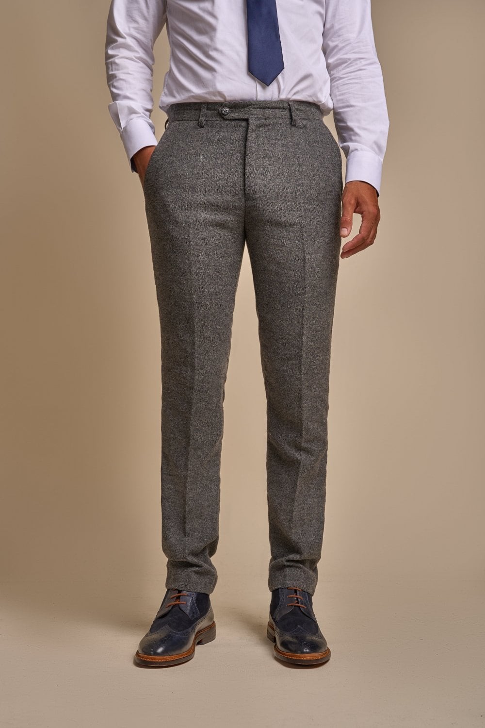 Men's Herringbone Tweed Slim Fit Pants - MARTEZ