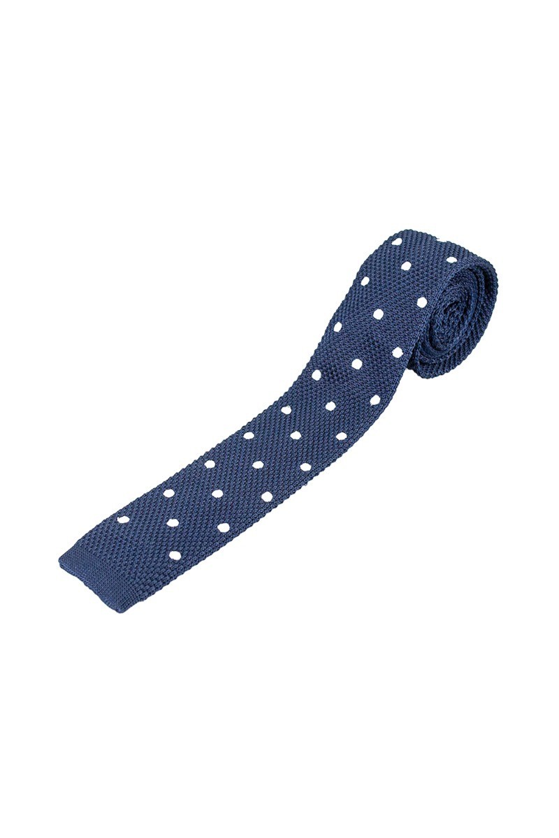 Herren Gepunktetes Gestricktes Krawatten-Set - Navy blau