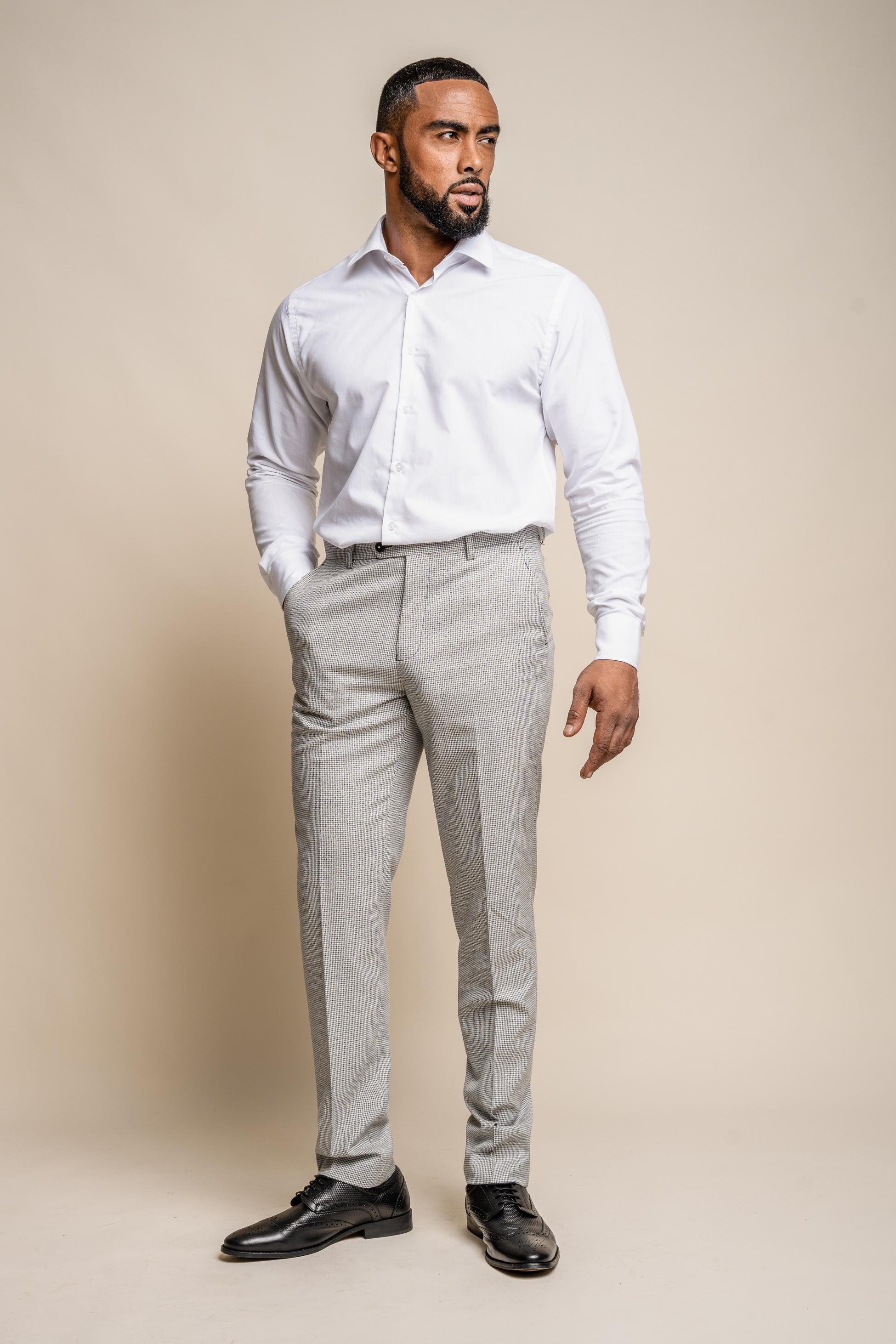 Men's Houndstooth Slim Fit Pants- KYOTO Grey