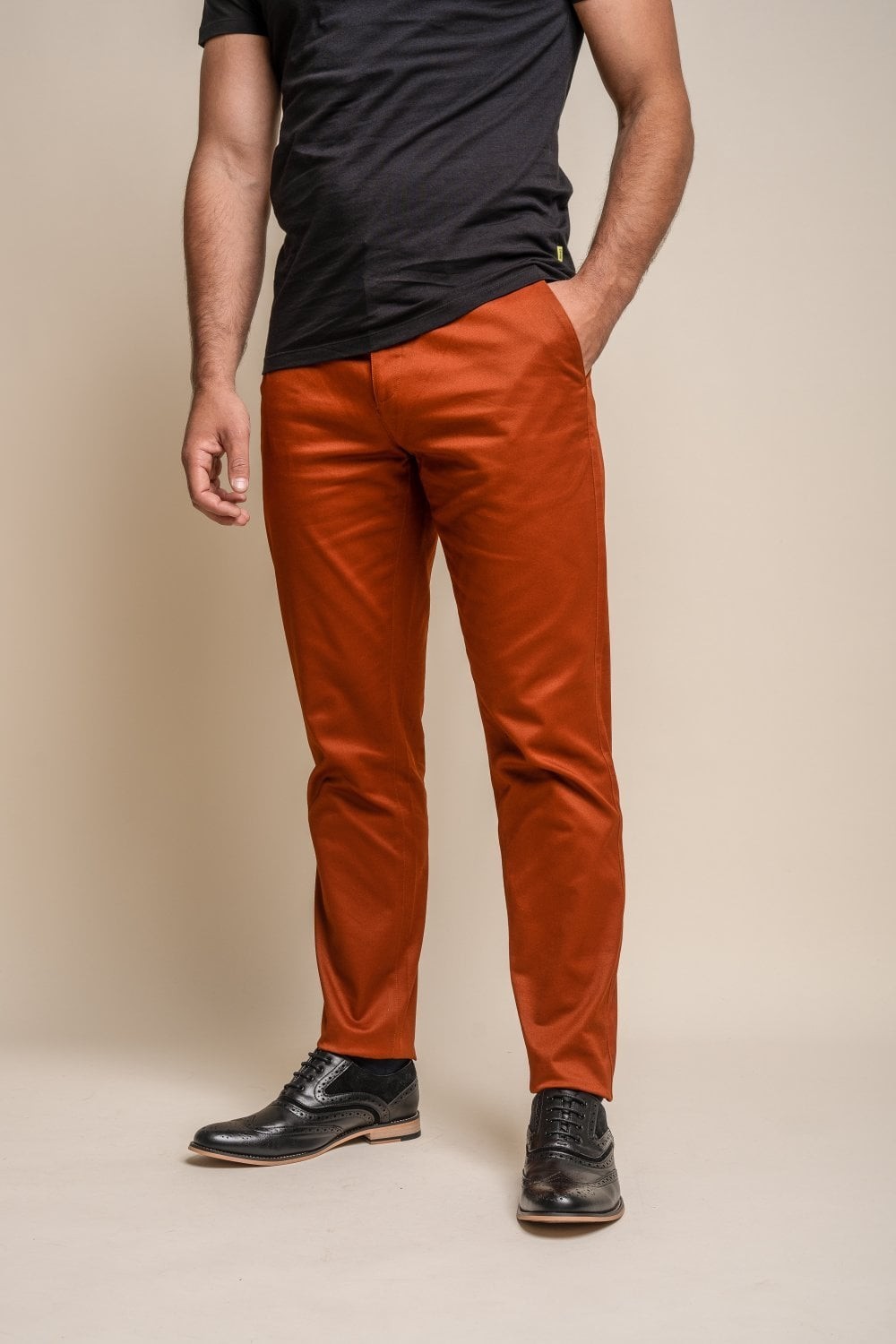 Men's Cotton Chino Pants - DAKOTA - Brick