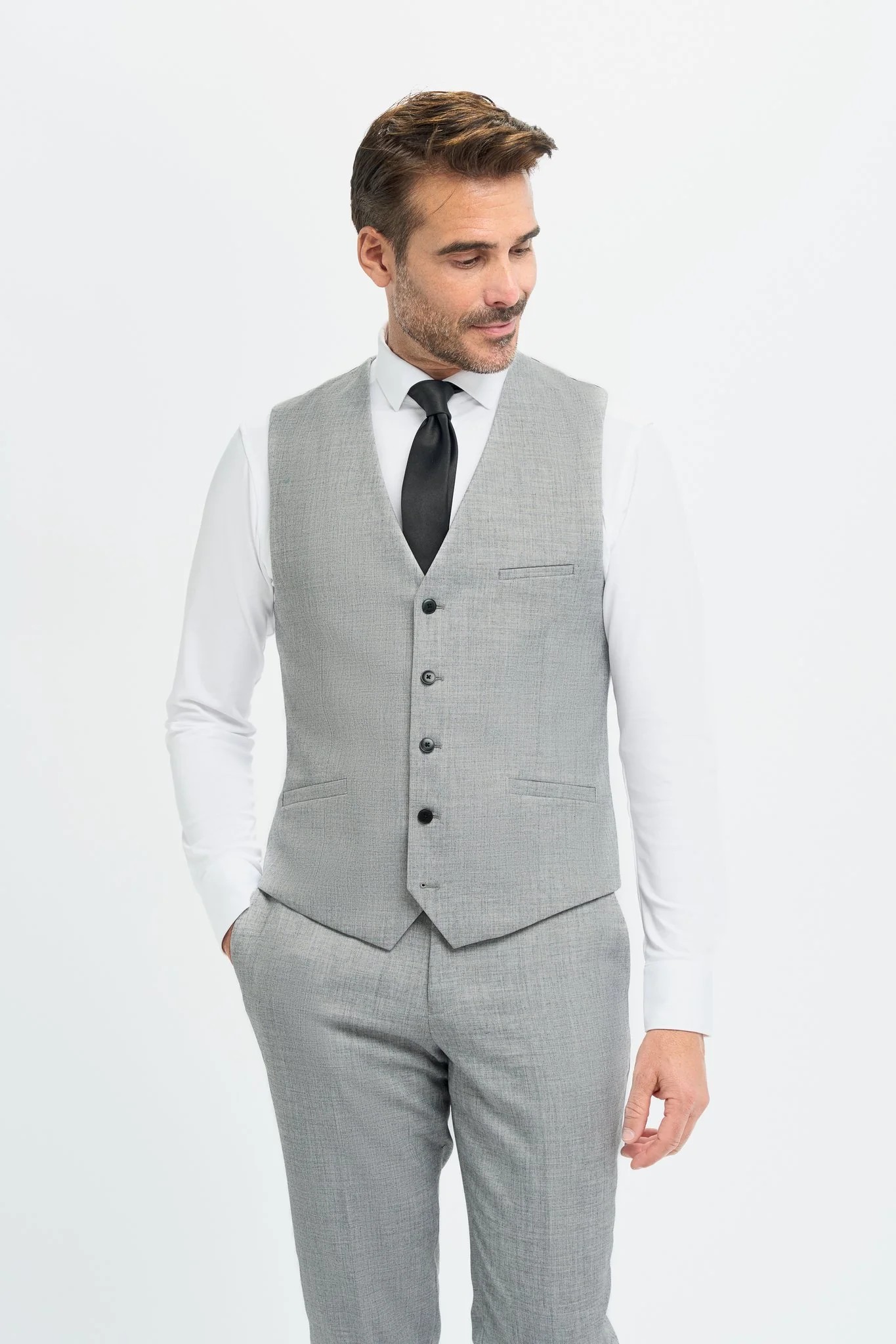 Premium Slim Fit Men's Waistcoat – MALIBU - Grey