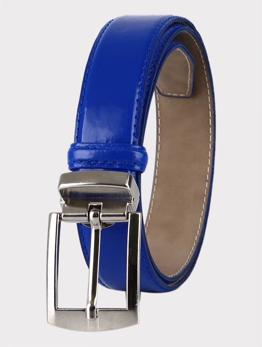 Boys Leather Belt - Shinny  - Blue