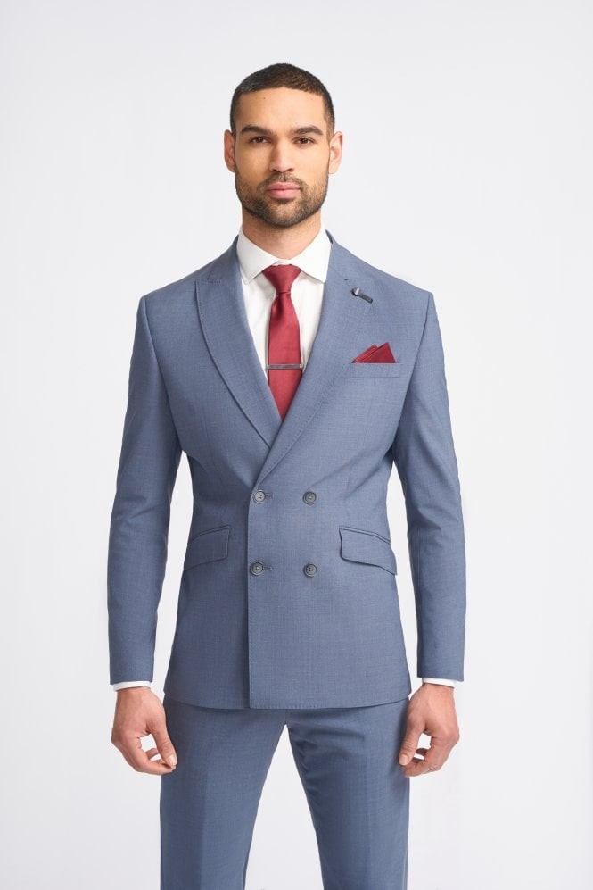 Men’s Wool Mix Double Breasted Slim Fit Suit – VICTORIOUS - Dove