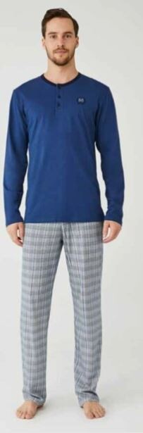 Men's Cotton Navy Pyjama - Blue