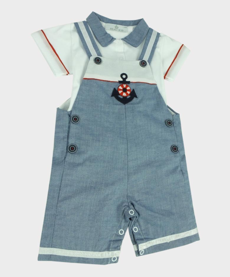 Baby Jungen Lässiges Sommer Latzhosen Set - Hellblau