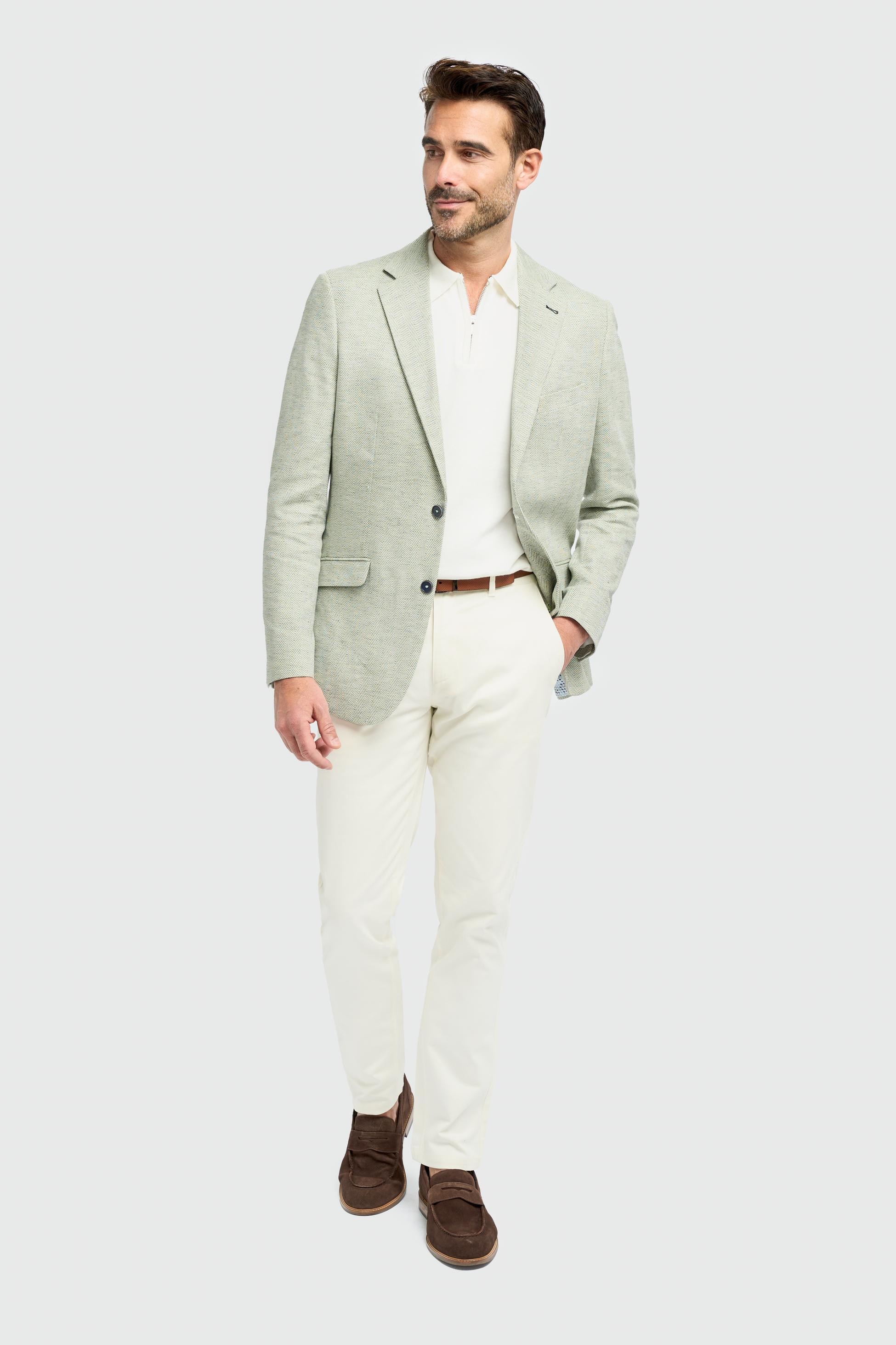 Men’s Sage Green Cotton Blend Blazer - Bodina