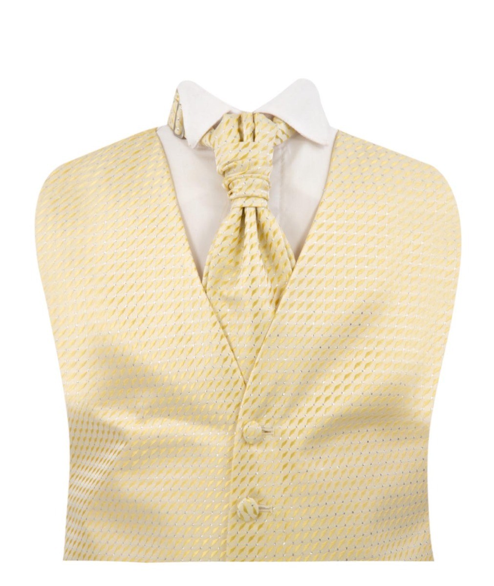 Jungen Weißer Anzug mit Goldenem Weste und Krawatten-Set