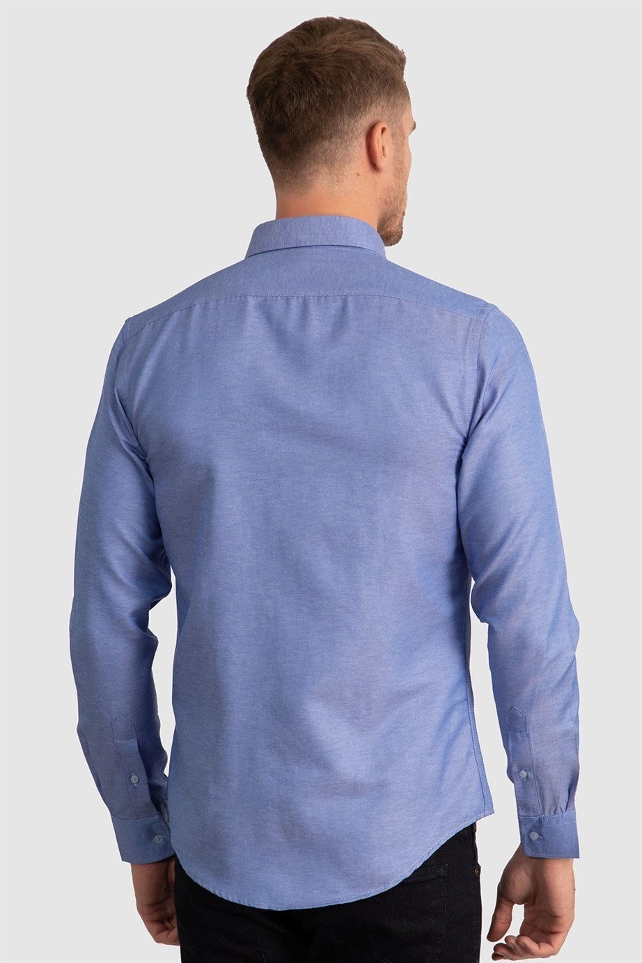 Titel: Herren Slim Fit Baumwollhemd mit Button-Down-Kragen - GABARDIN - Blau