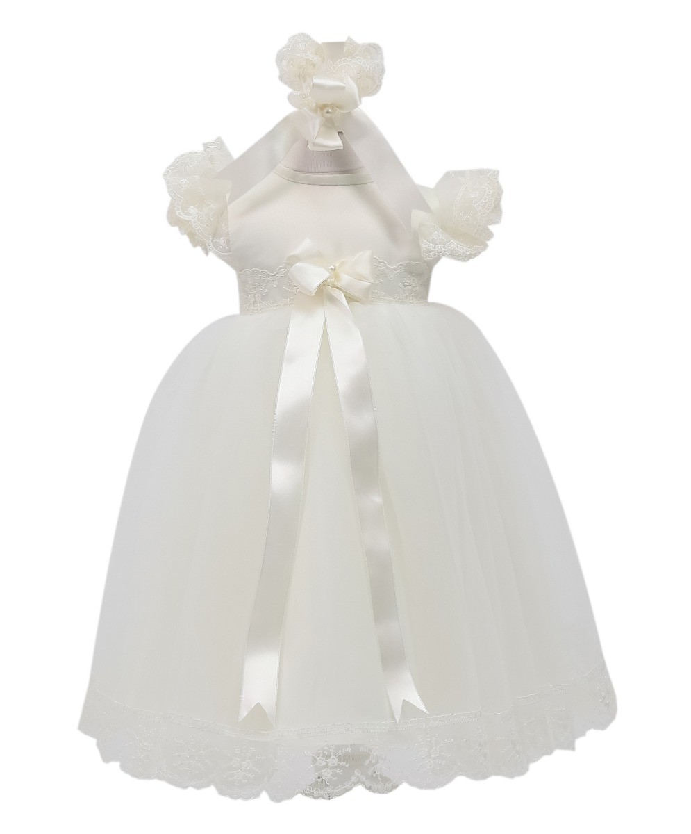 Baby Mädchen Rüschen Spitze Weißes Kleid - CHRISTINA