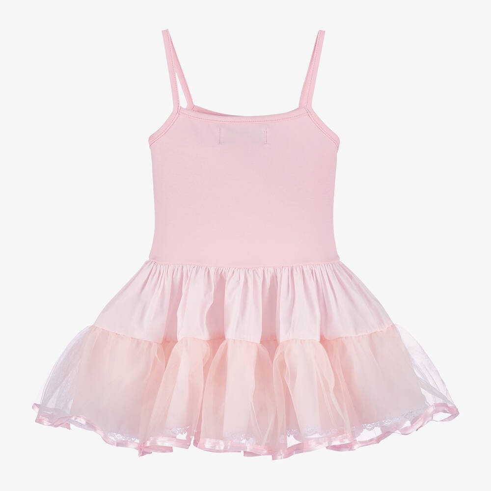 Robe en Coton Blanc avec Jupon de Ballerine pour Bébé Fille - Rose