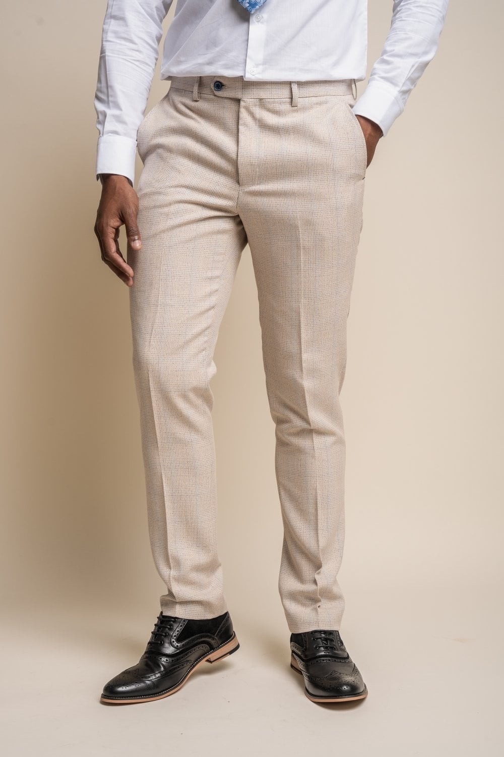Men's Tweed Houndstooth Check Slim Fit Pants - CARIDI