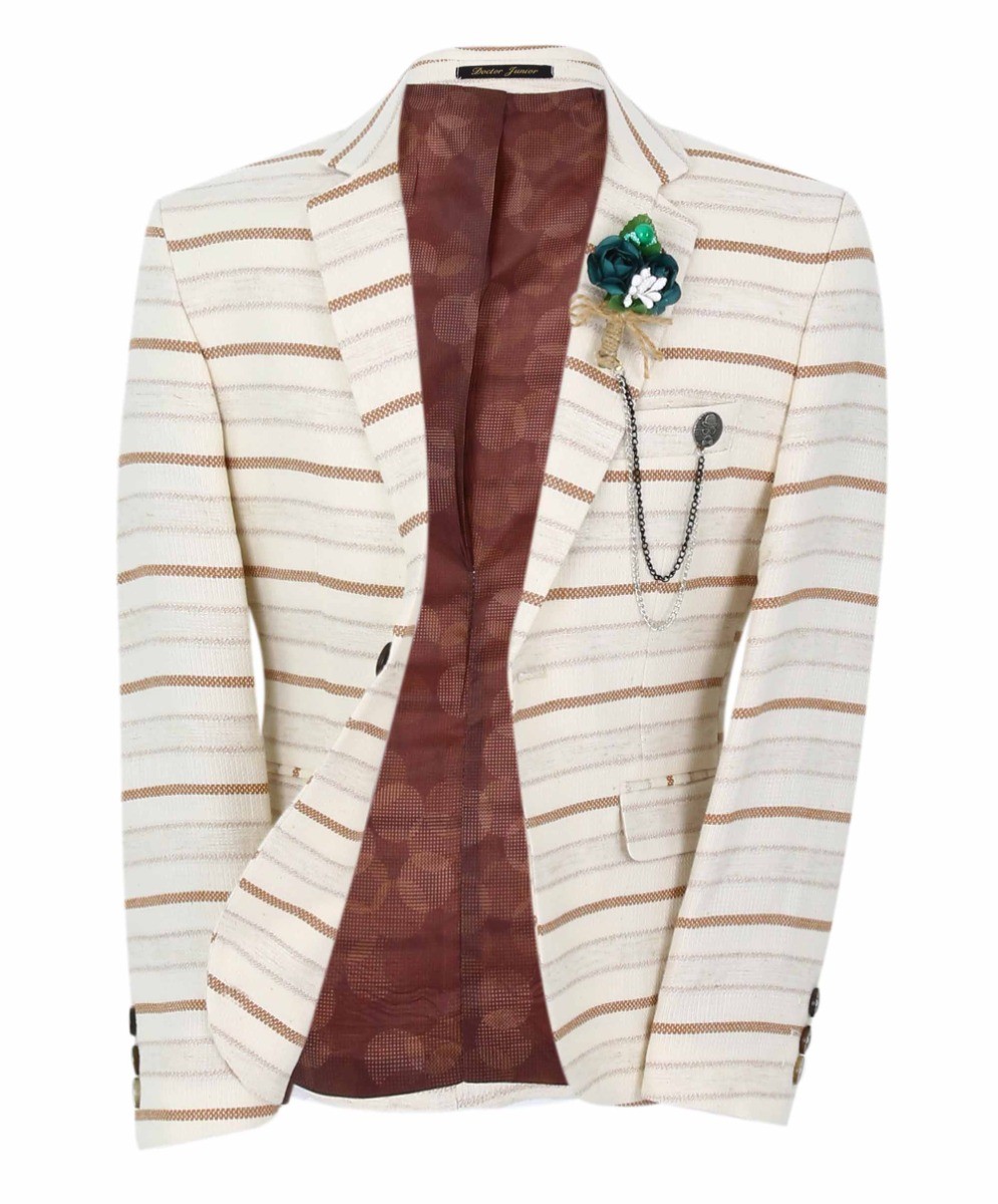 Boys Slim Fit Striped Blazer