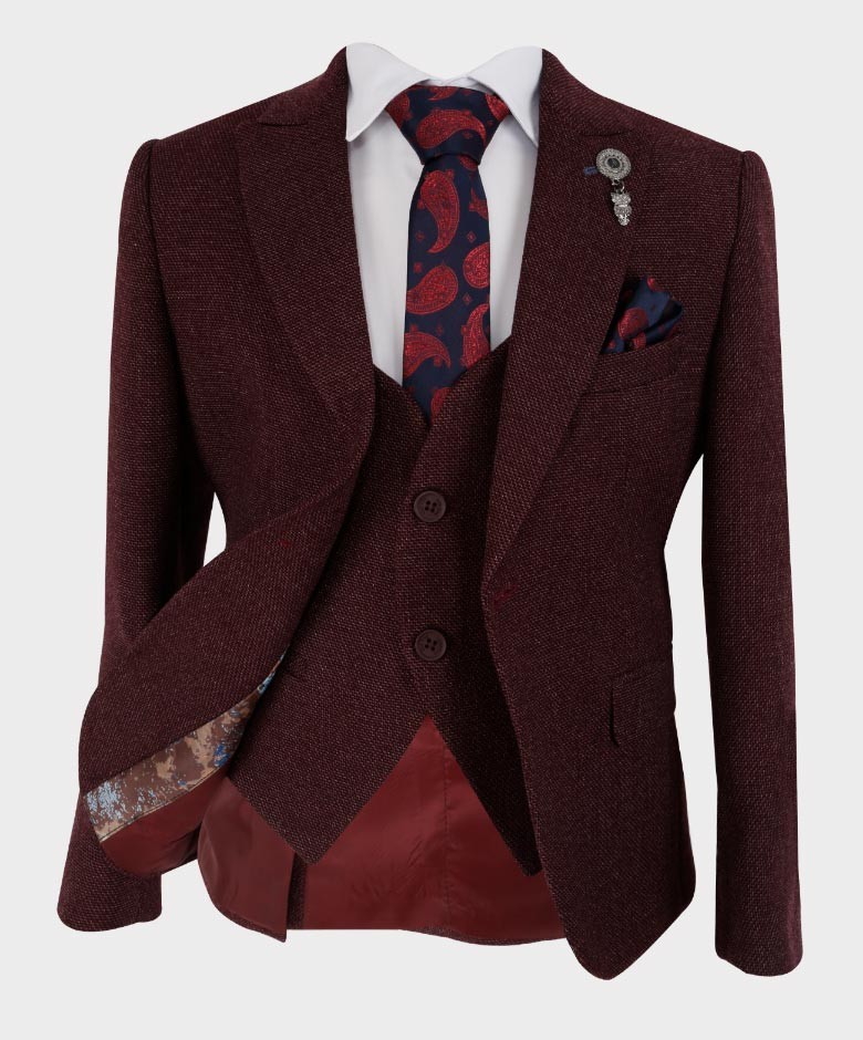 Burgundy on sale tweed suit