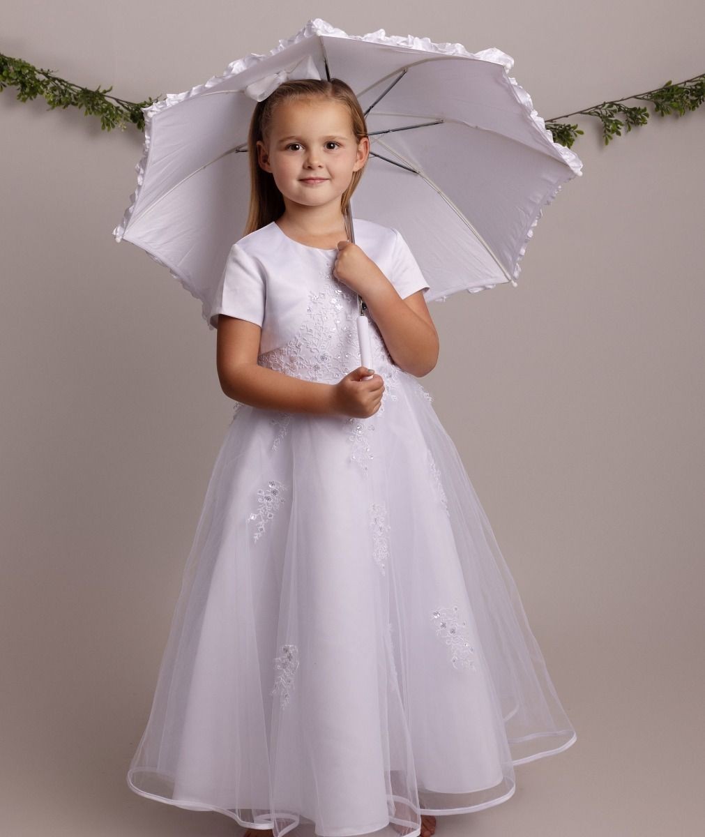 Flower Girl White Lace Dress with Bolero - BEXLEY