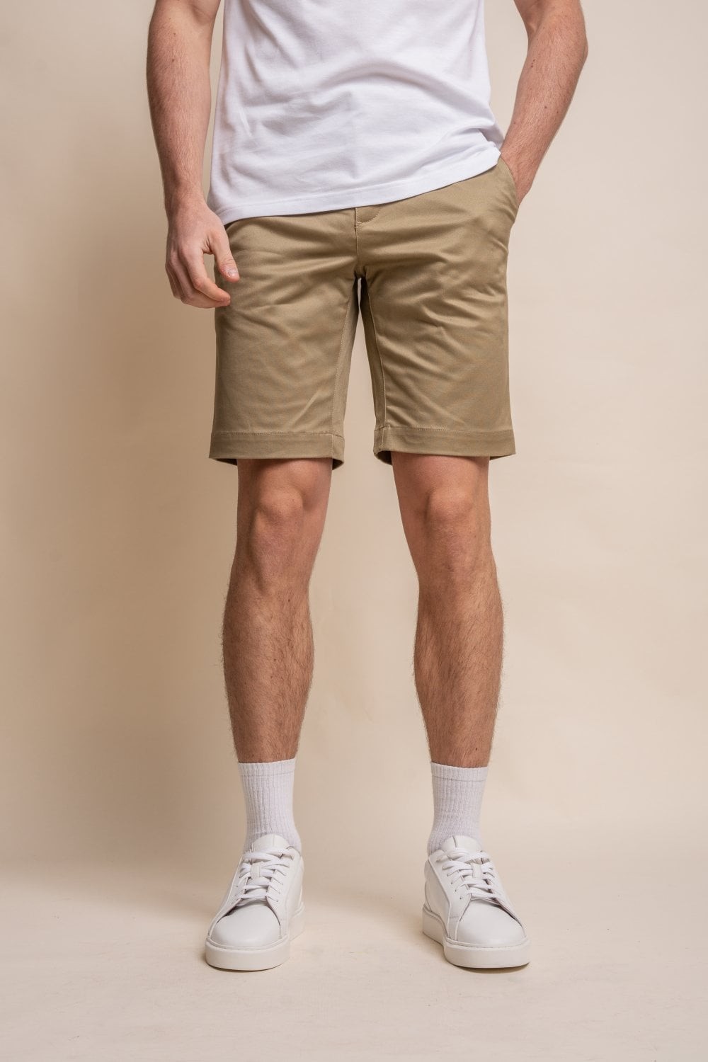 Men's Cotton Casual Chino Shorts - DAKOTA - Stone Beige