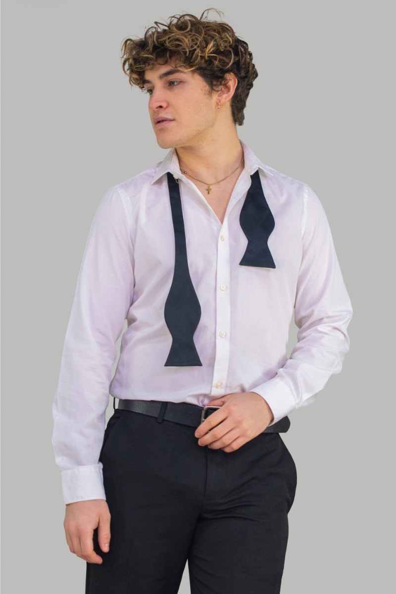 Chemise Habillée Slim en Coton à Col Classique pour Homme - Blanc
