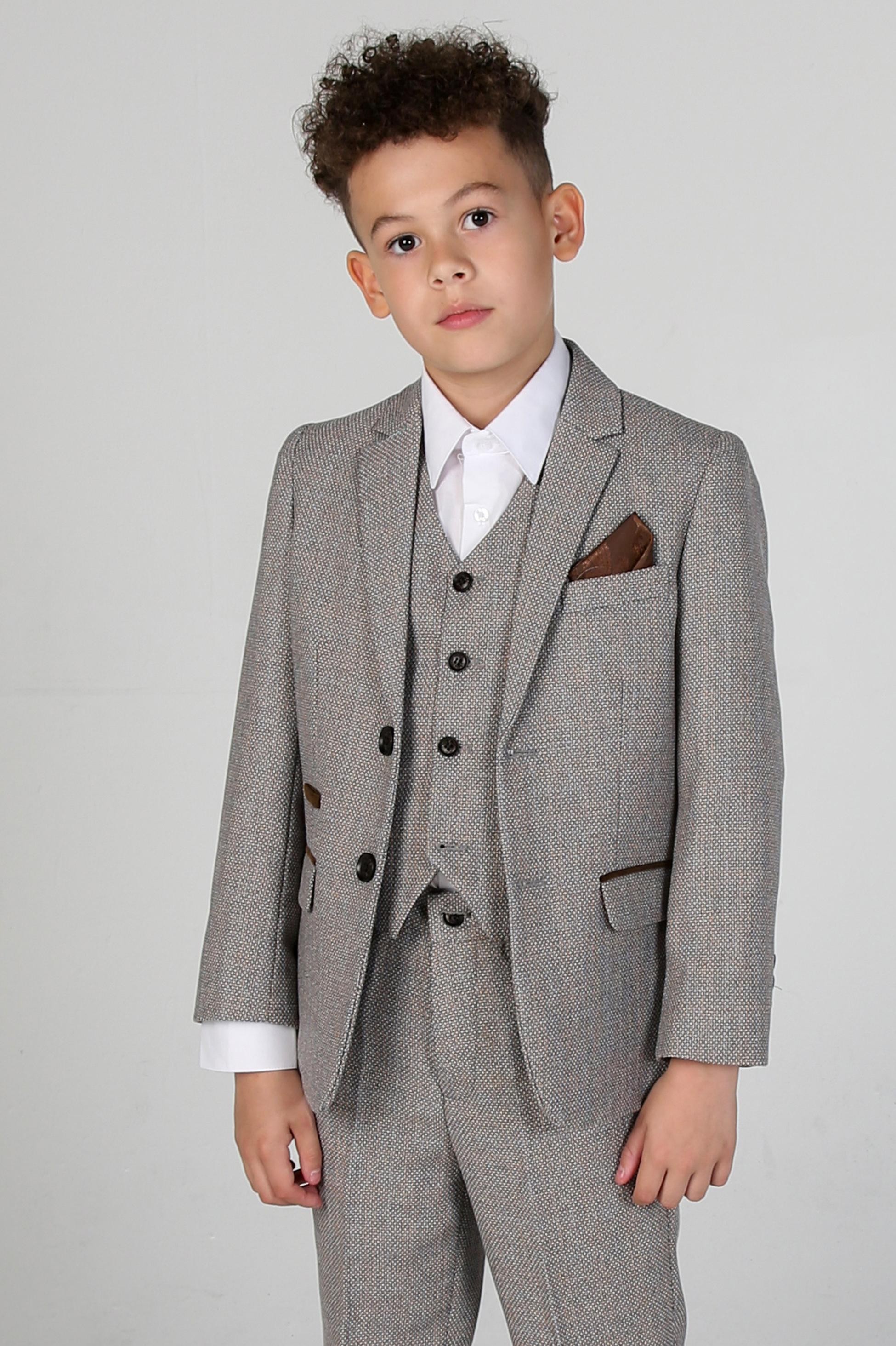 Boys Tweed Tailored Fit Formal Suit - Ralph
