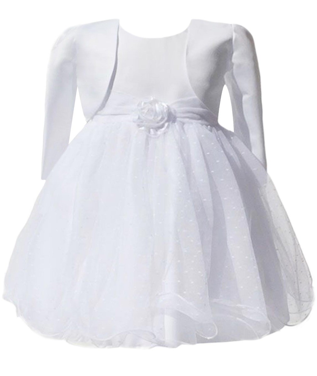 Baby Girls Wedding Cristening Bolero Dress - White
