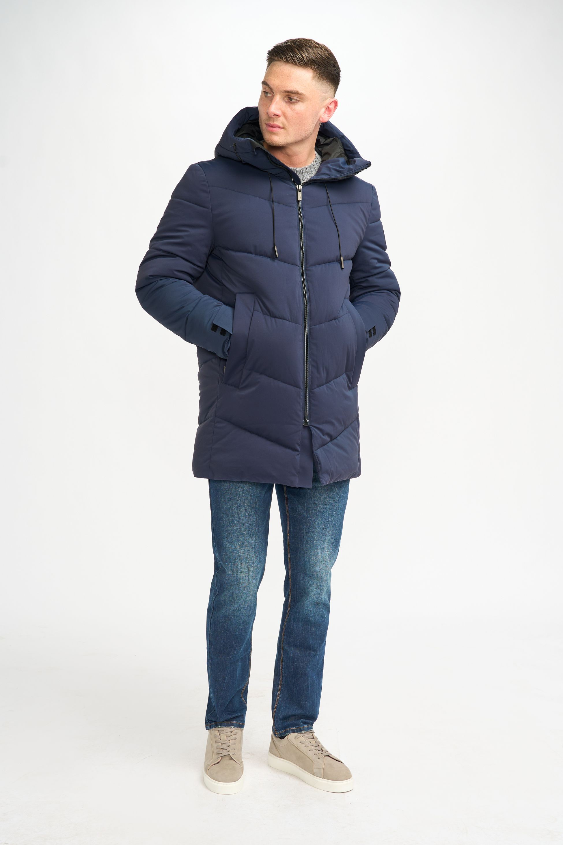 Herren gestepptes Pufferjacke Wintermantel - FABINI - Navy blau