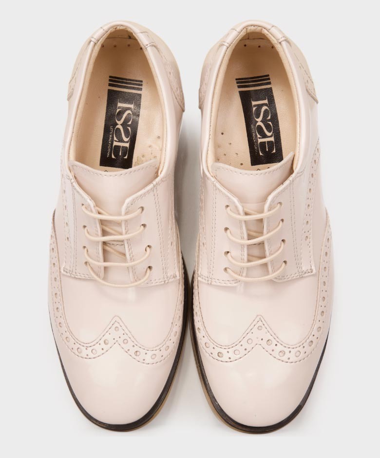 Boys Derby Brogue Lace Up Dress Shoes - Ivory