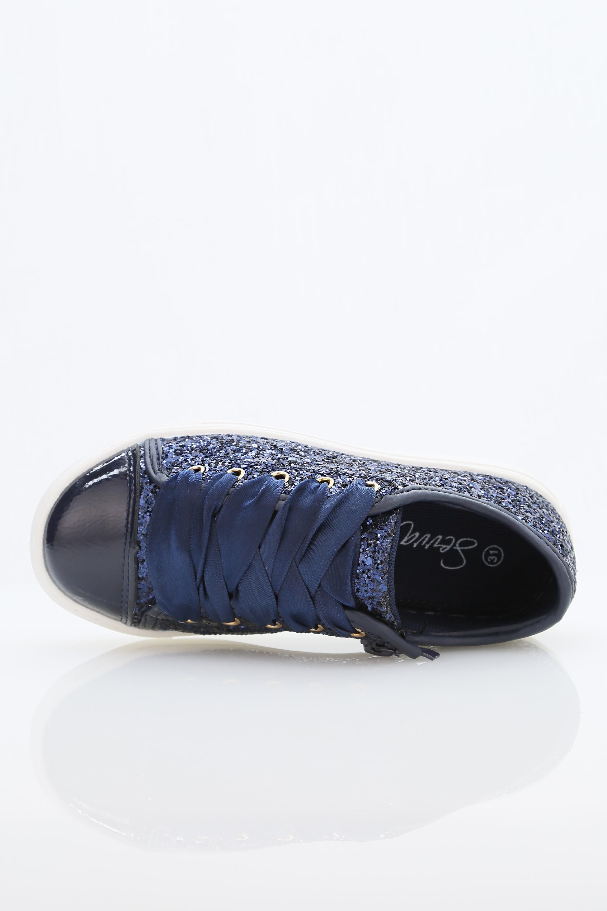 Mädchen Glitzer-Sneakers mit Satinschnürsenkeln – TRINITY - Navy blau