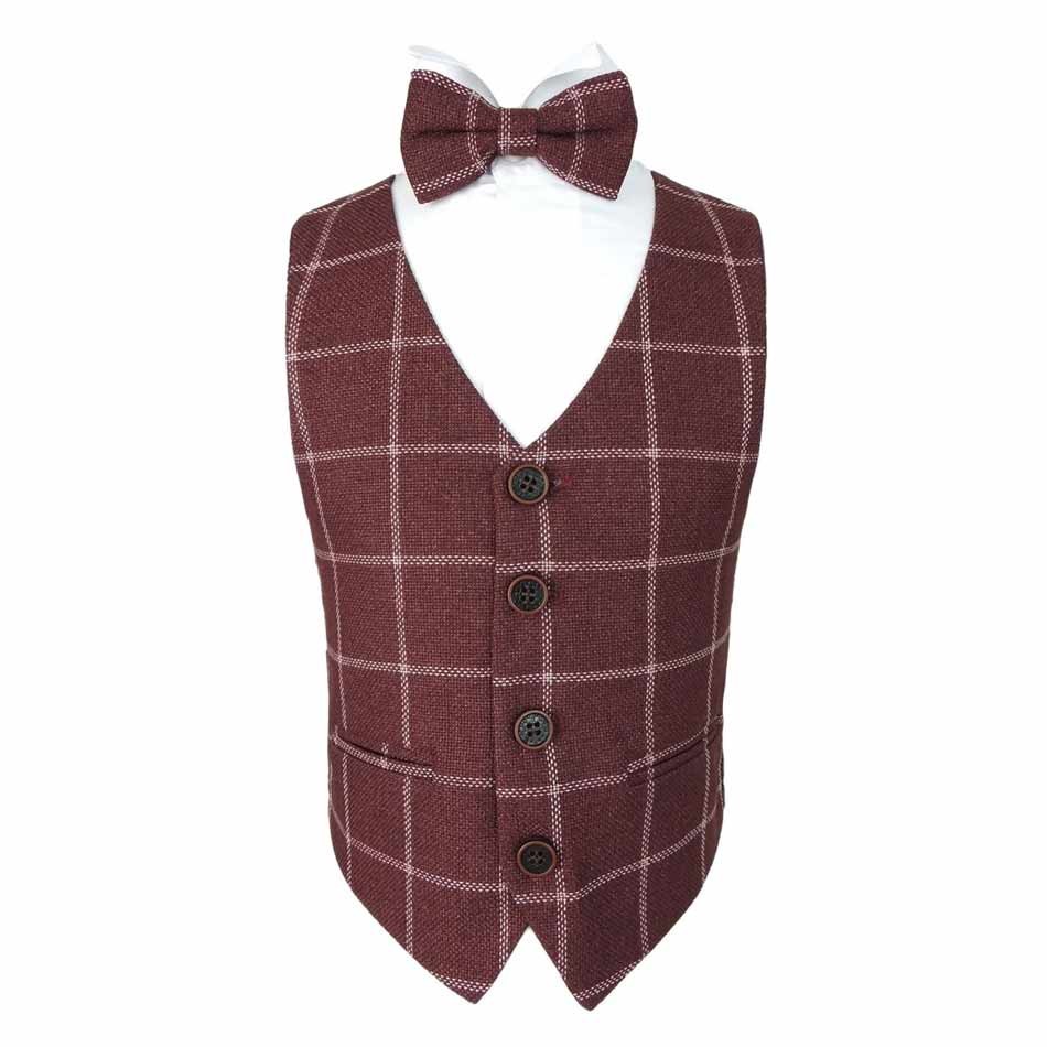 Boys Check Tweed Bow Tie Set