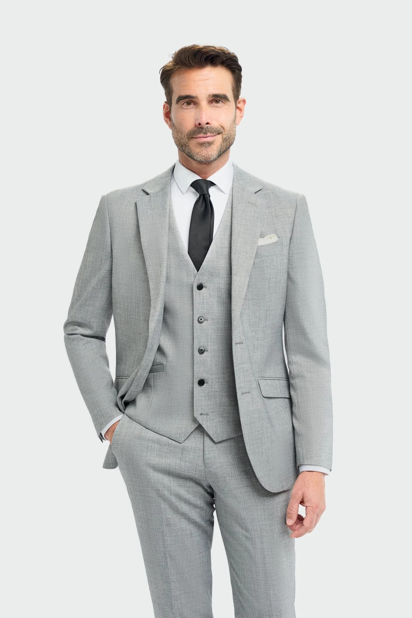 Premium Slim Fit Men's Suit Jacket – MALIBU - Gray