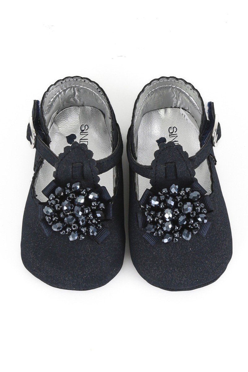 Babymädchen Pre-Walker Schuhe mit Perlenverzierung - Navy blau