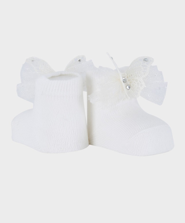 Baby-Mädchen-Stirnband und Socken-Hochzeitskommunion-Zubehör-Set - Elfenbein