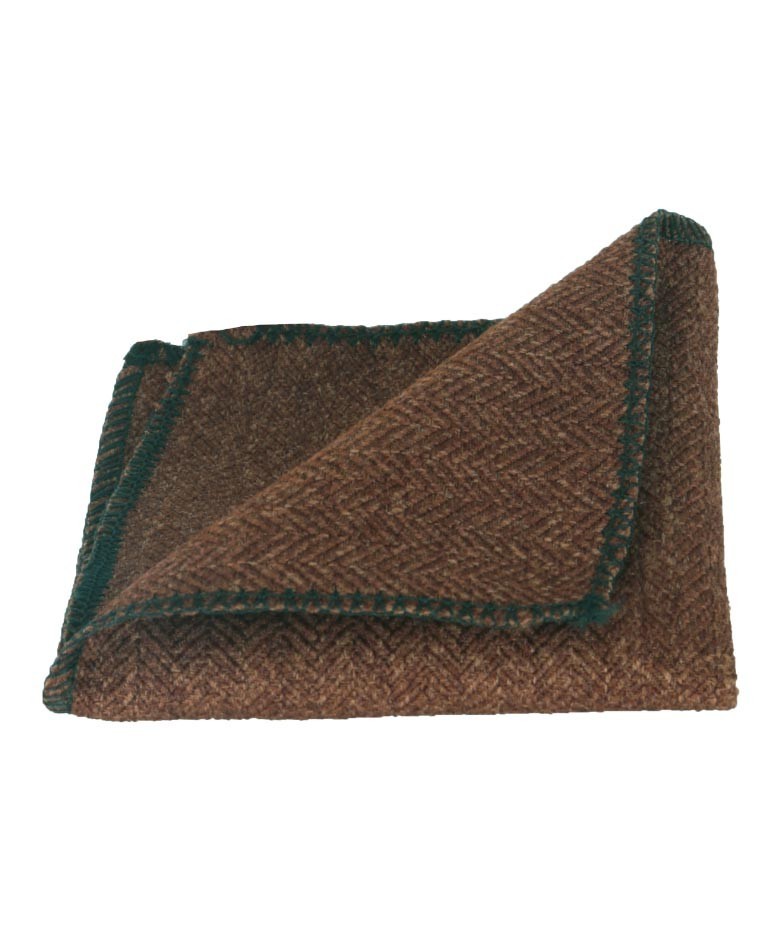 Men's & Boys Herringbone Tweed Pocket Handkerchief - Braun