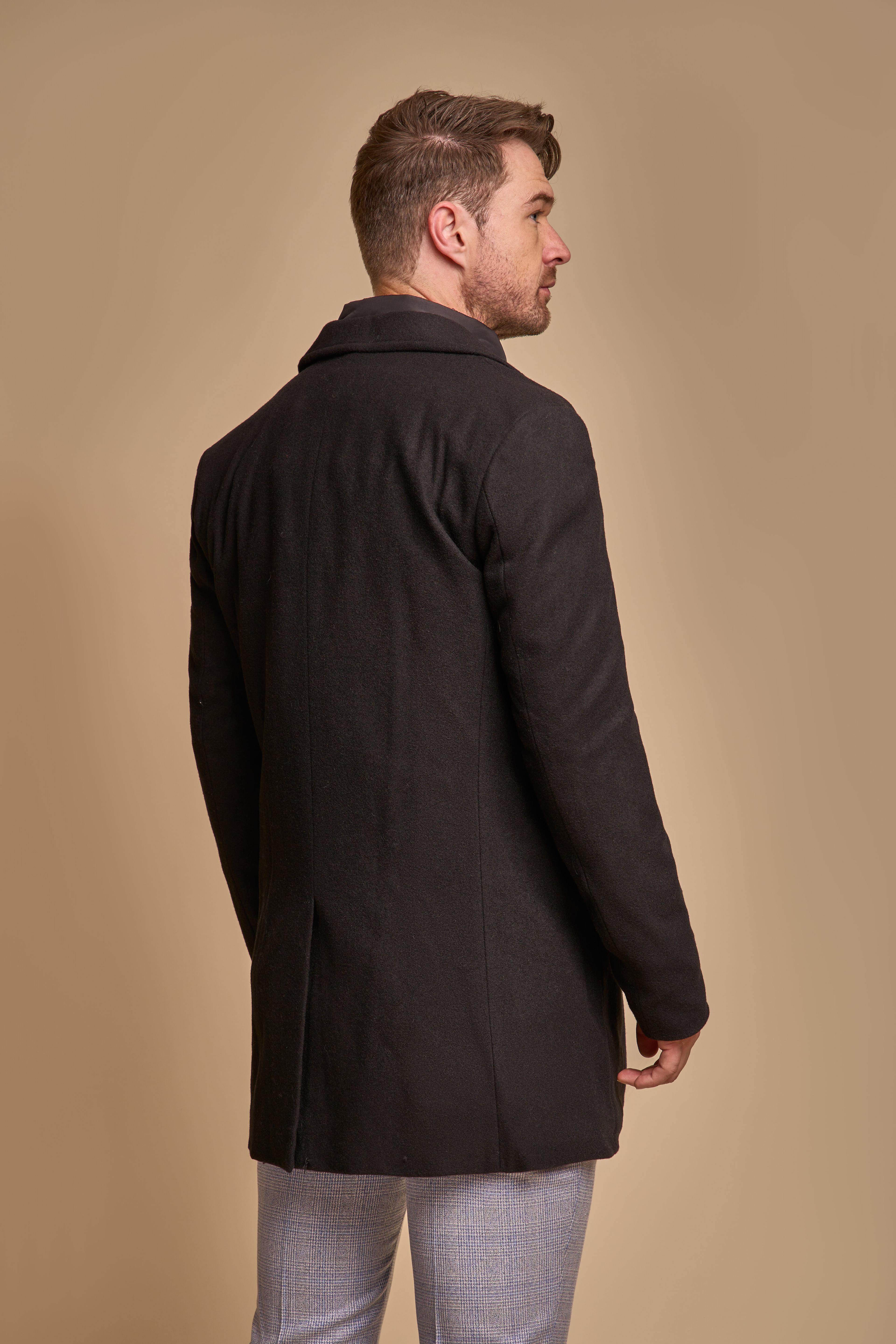 Slim-Fit-Mantel aus Wollmischung für Herren – vielseitige, mittellange Outdoor-Jacke