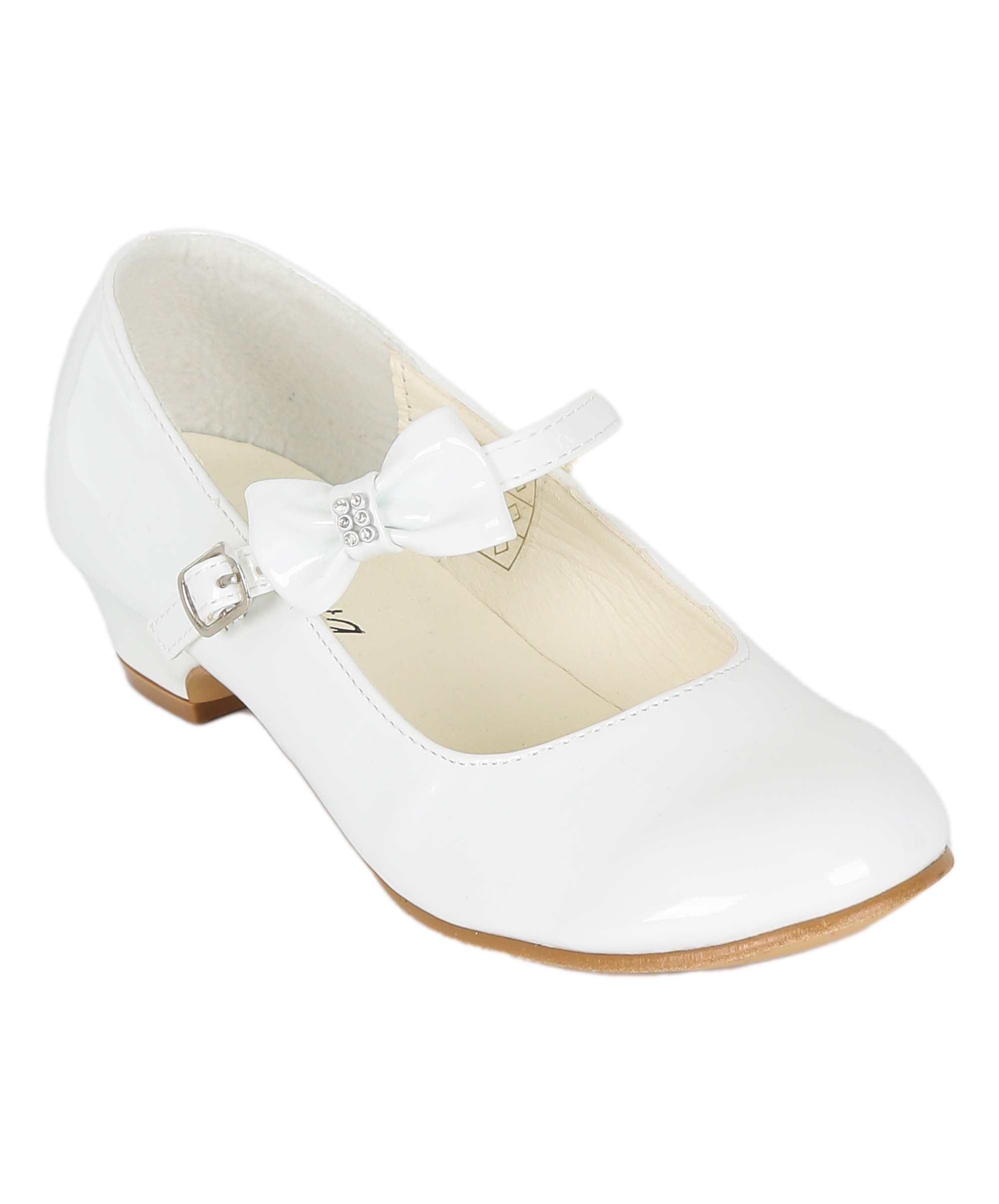 Girls Medium Heel Patent Mary Jane Shoes -DANIELLE - White
