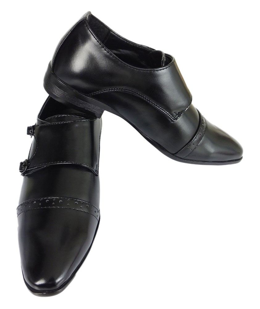 Jungen Monk-Schuhe mit Doppeltem Klettverschluss in Schwarz - Schwarz