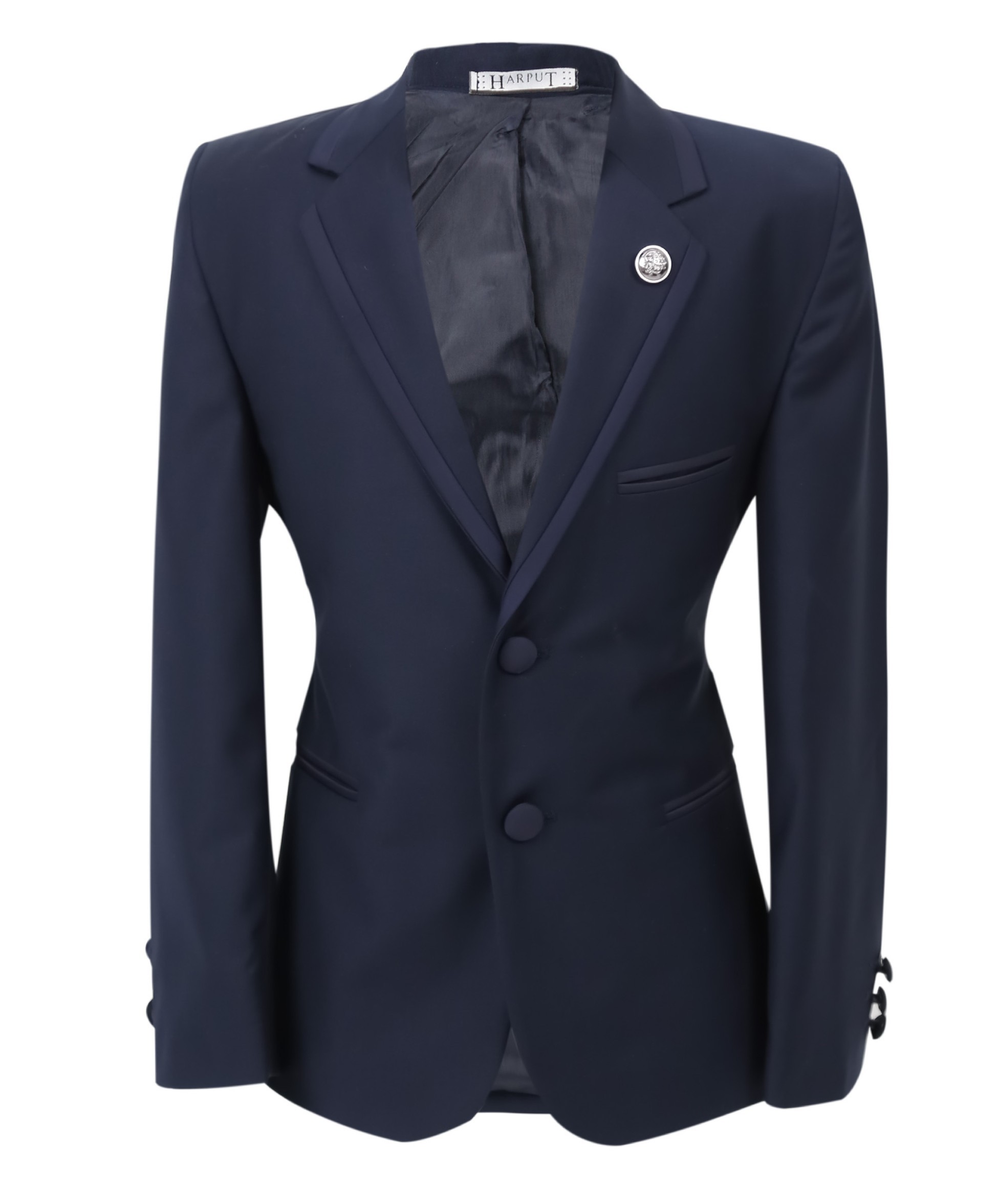 Jungen Smoking Paspel Dinner Anzug, Slim Fit 5-Teiliges Set für Hochzeiten und Besondere Anlässe - Navy blau