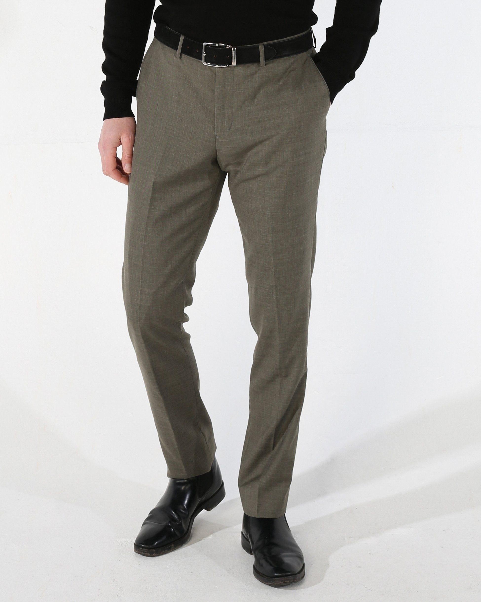 Men's Tailored Fit Plaid Suit Pants - KURT - Sage Green