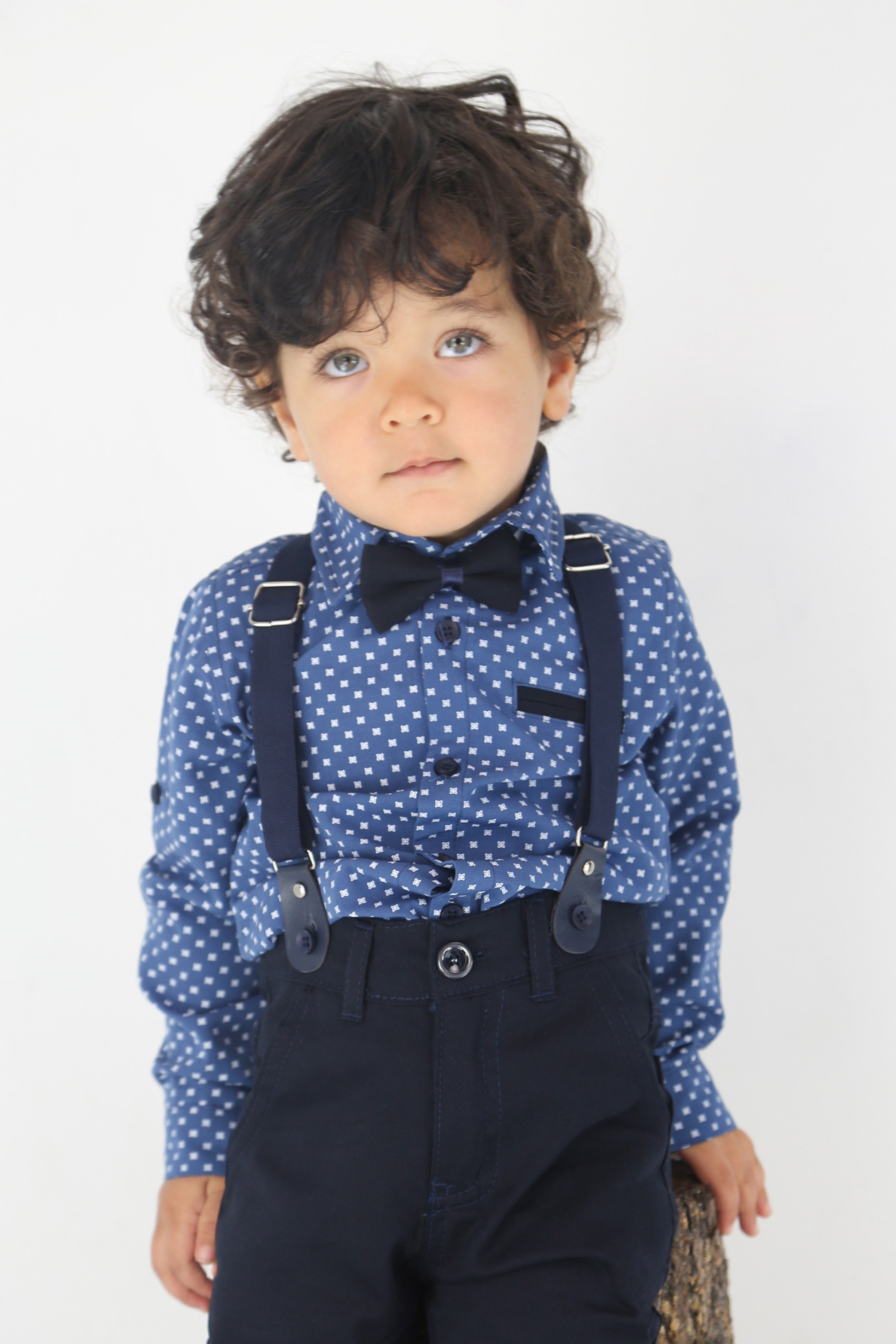 Baby & Jungen Gentleman-Outfit - 4-teiliges Hosenträger-Set - KELEBEK - Saxe - Navy