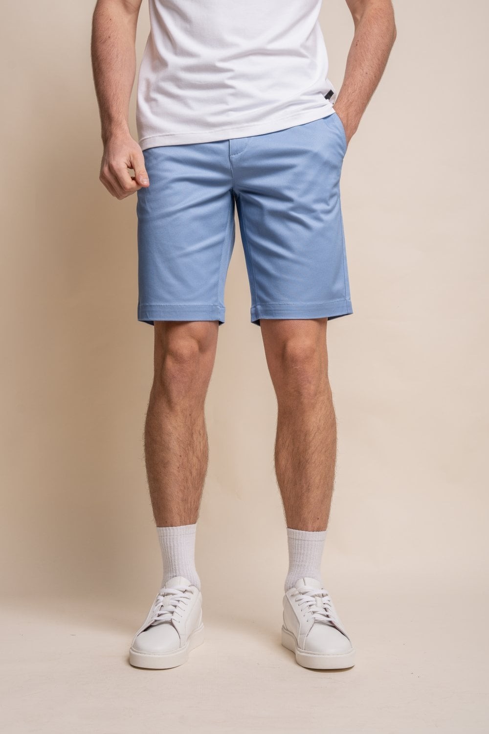 Men's Cotton Casual Chino Shorts - DAKOTA - Sky Blue