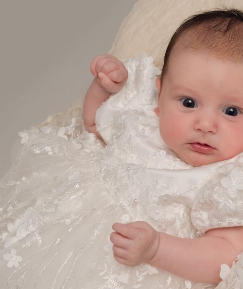 Baby Girls Lace Heirloom Christening Gown & Bonnet - RACHEAL