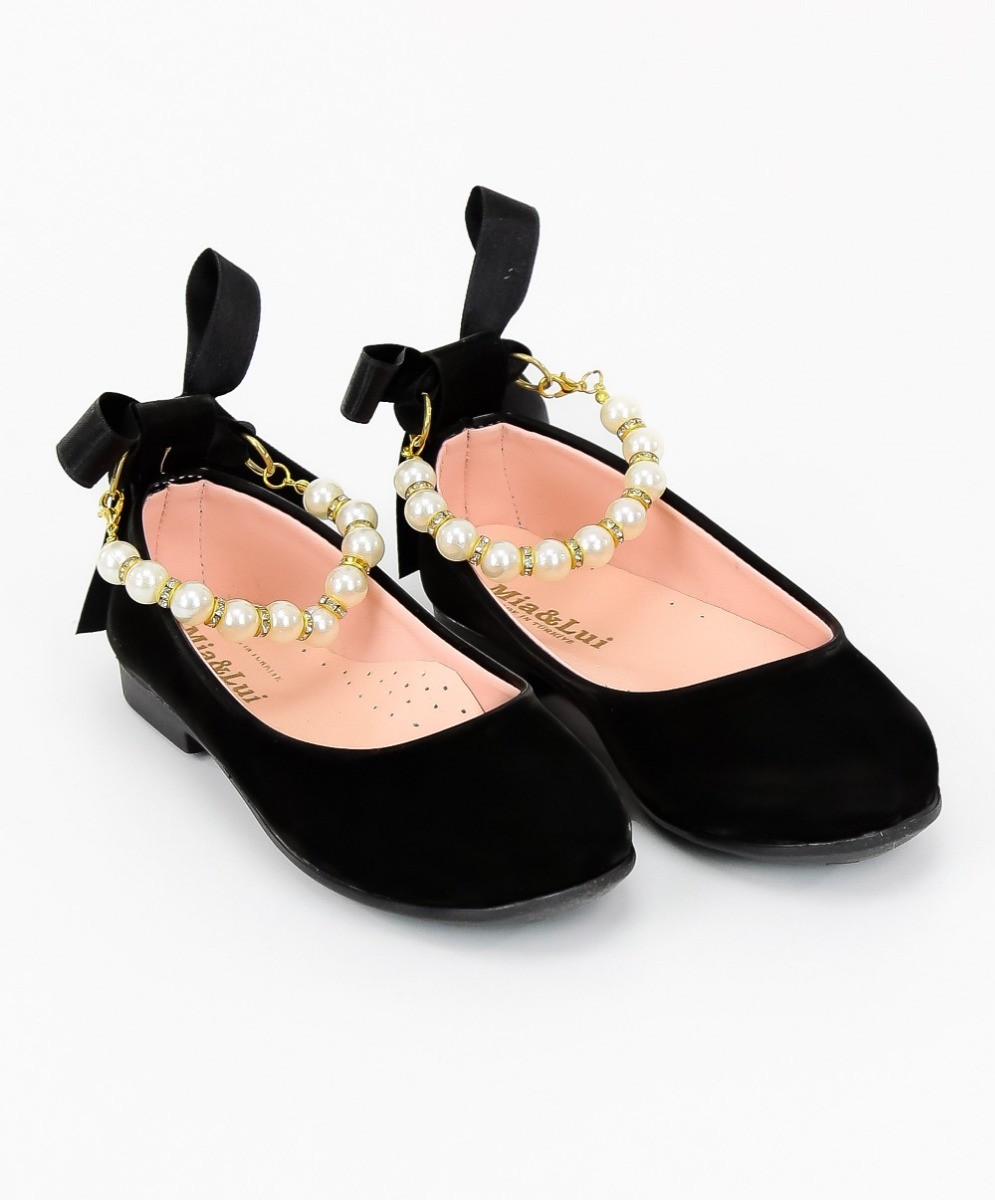 Girls Pearls Flat Mary Jane Shoes - ISABEL