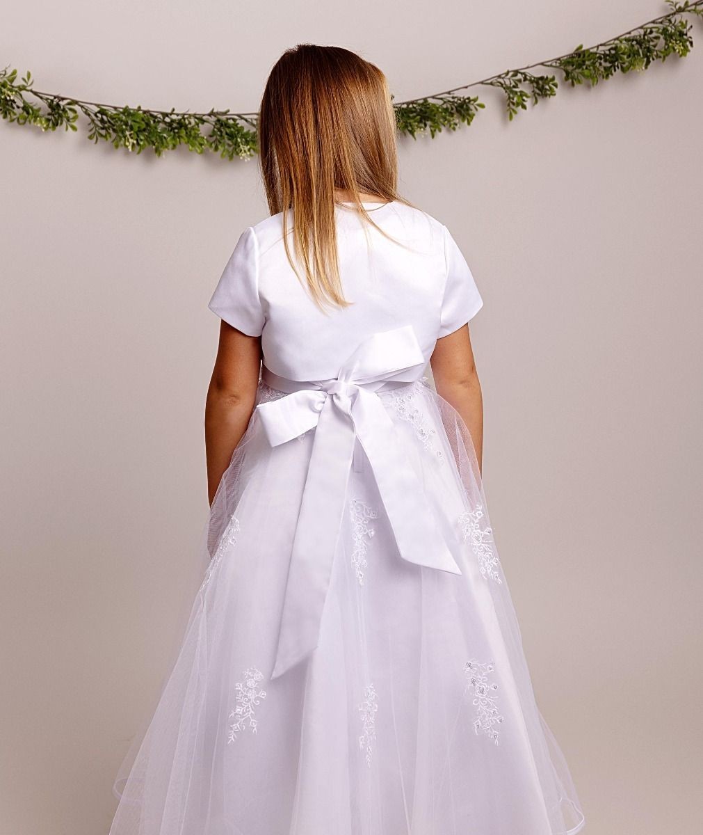 Robe en Dentelle Blanche pour Fille de Fleurs avec Boléro - BEXLEY