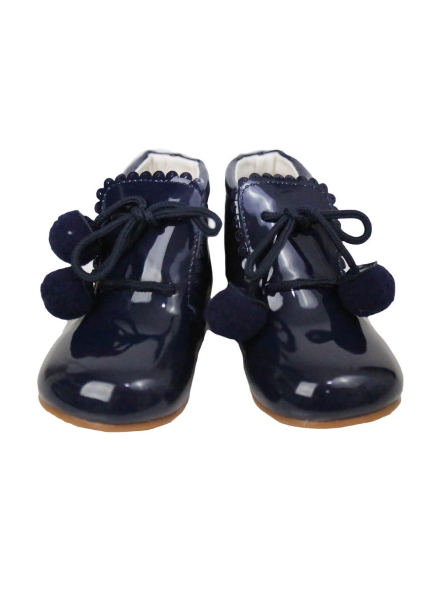 Niedliche PomPom Schuhe für Baby Mädchen - Navy blau