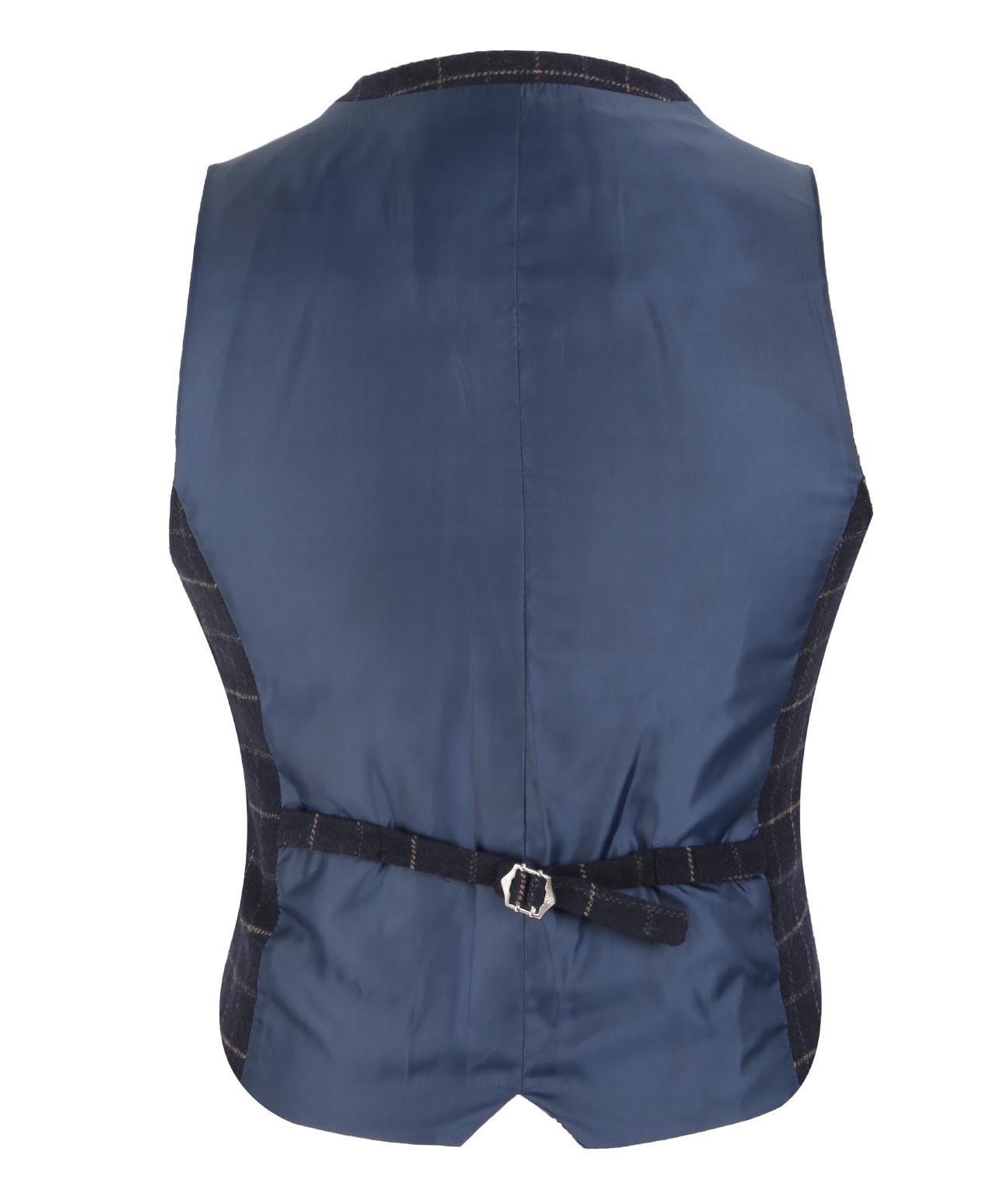 Men's Tweed Check Slim Fit Navy Vest- SHELBY