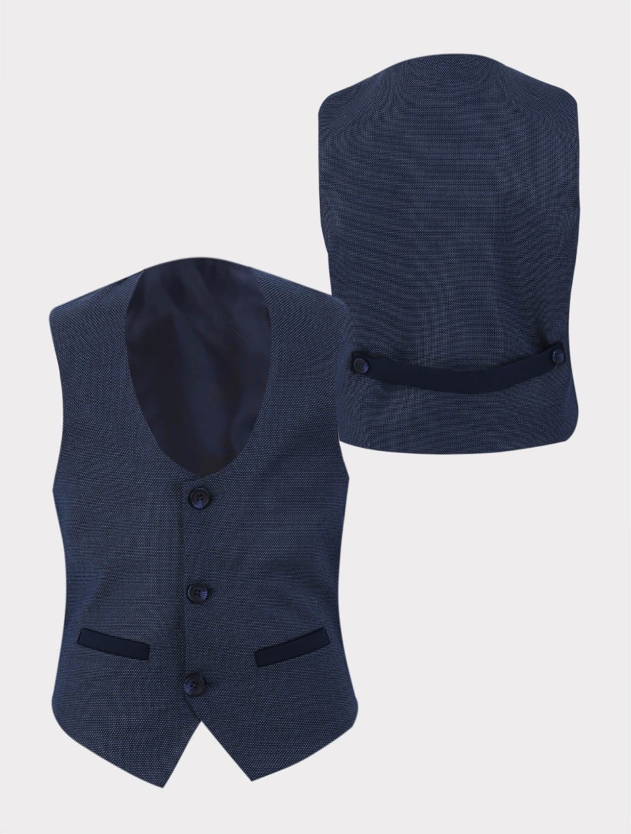 Boys 4 Piece Set Textured Vest - CHARLES Grey