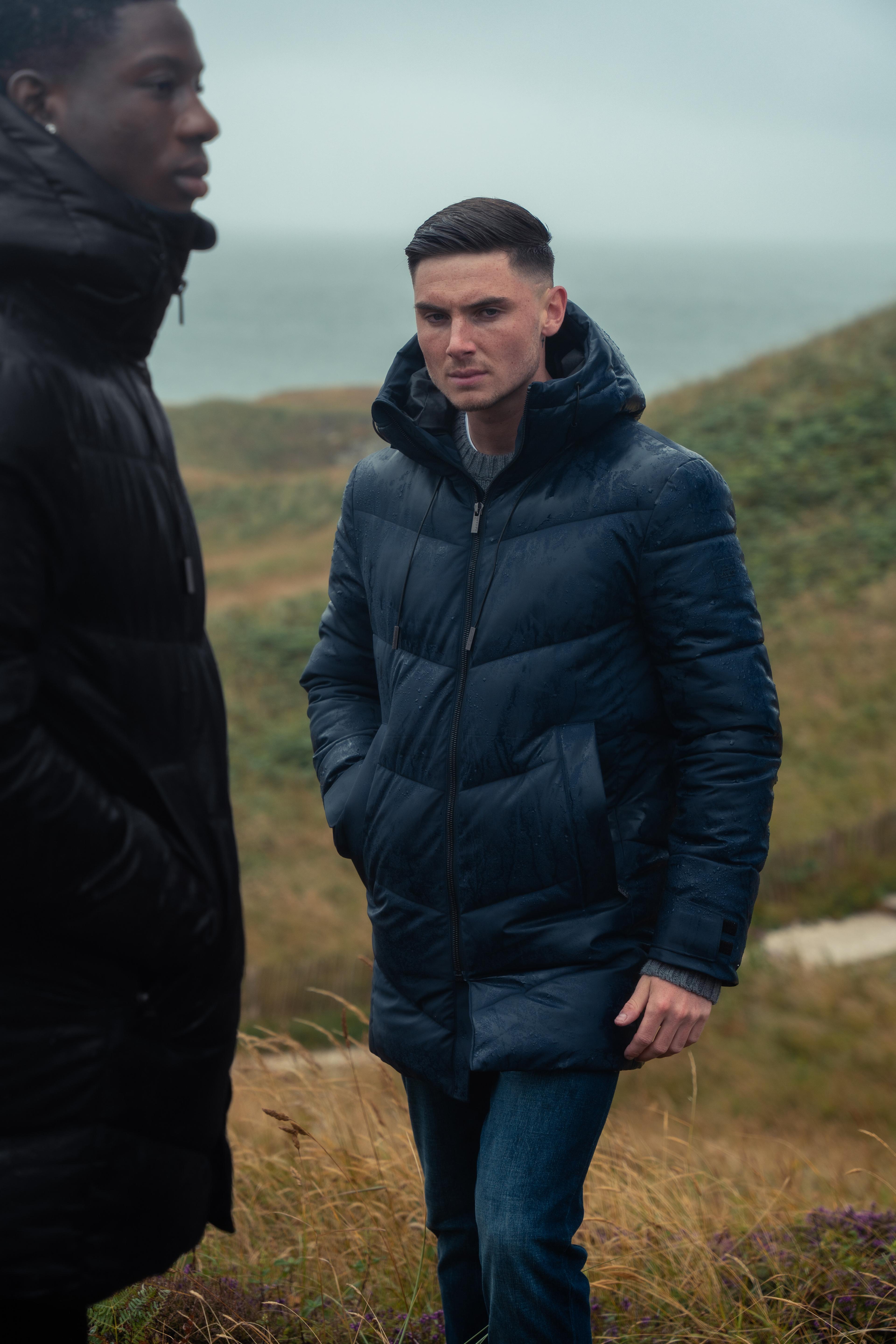 Herren gestepptes Pufferjacke Wintermantel - FABINI - Navy blau