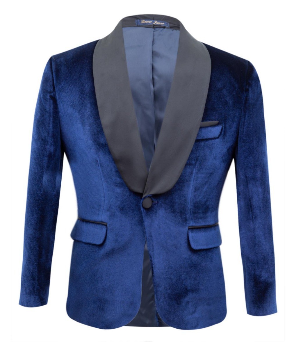 Boys Velvet Tuxedo Blazer Set - KINGSMAN - Navy blau