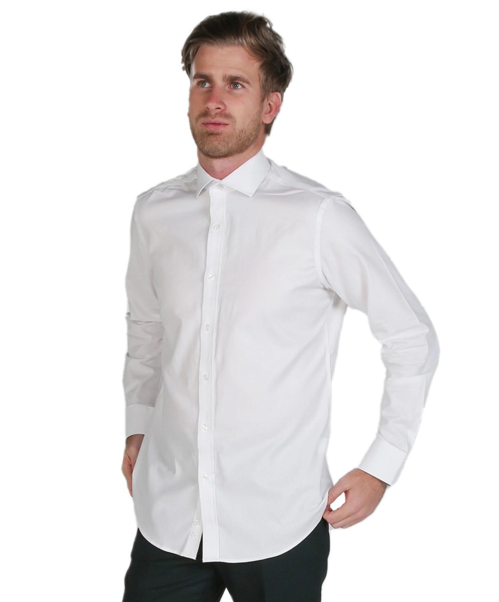 Chemise blanche à col français ajustée pour hommes - Bentley