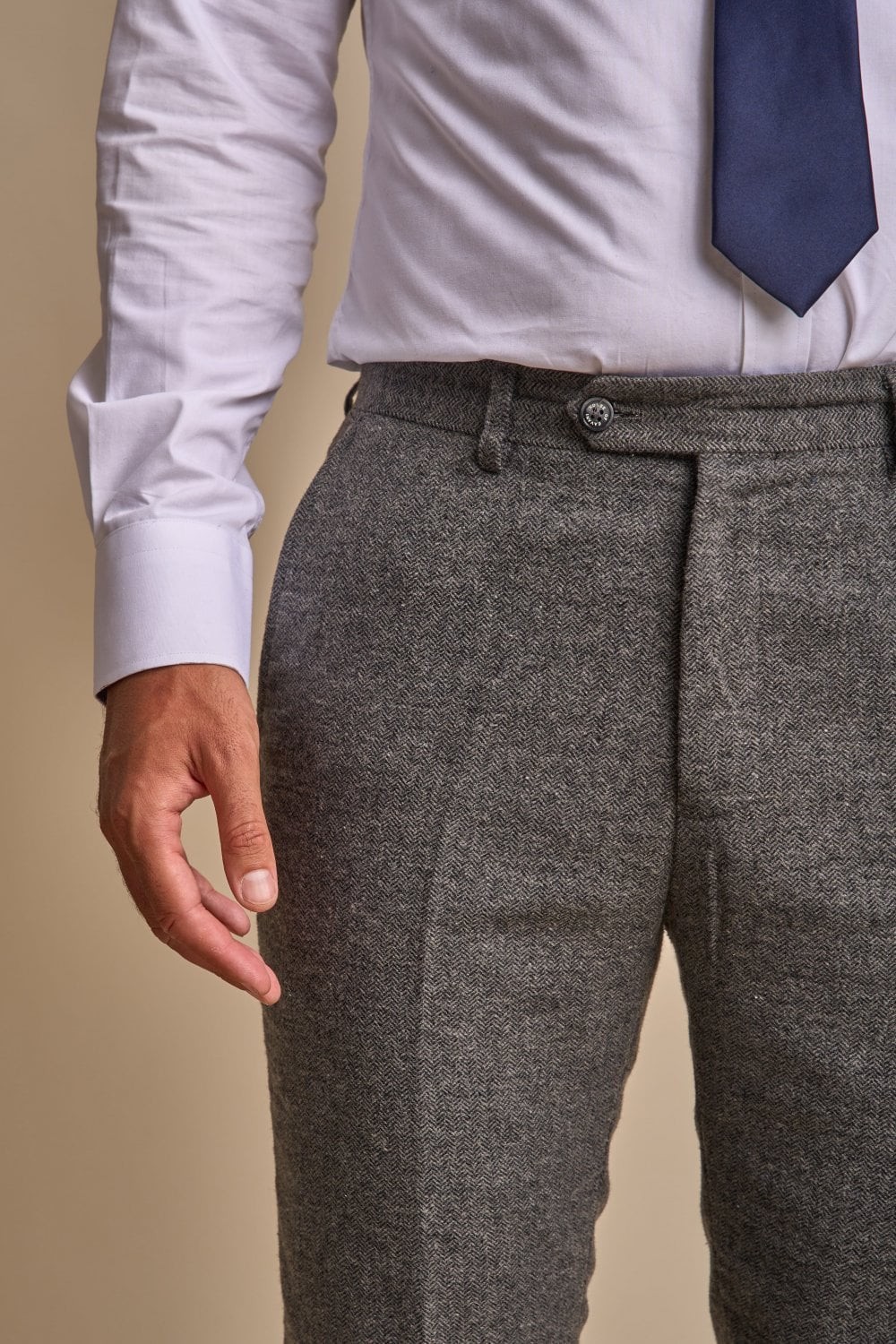 Men's Herringbone Tweed Slim Fit Pants - MARTEZ